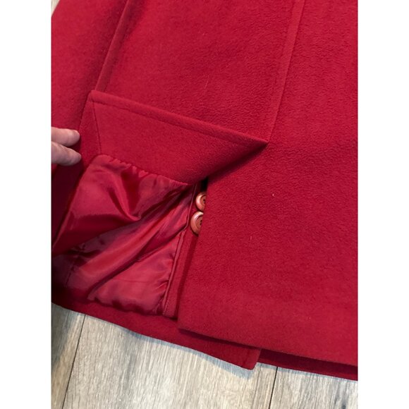 L.L. Bean Womens LambsWool Red Button Classic PeaCoat Size 8 Regular QHTH2 Thins - Picture 9 of 11